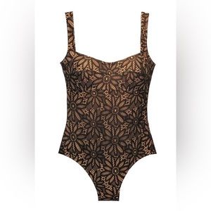 Karla Colletto Lace Square Neck Slimming Soft Underwires One piece